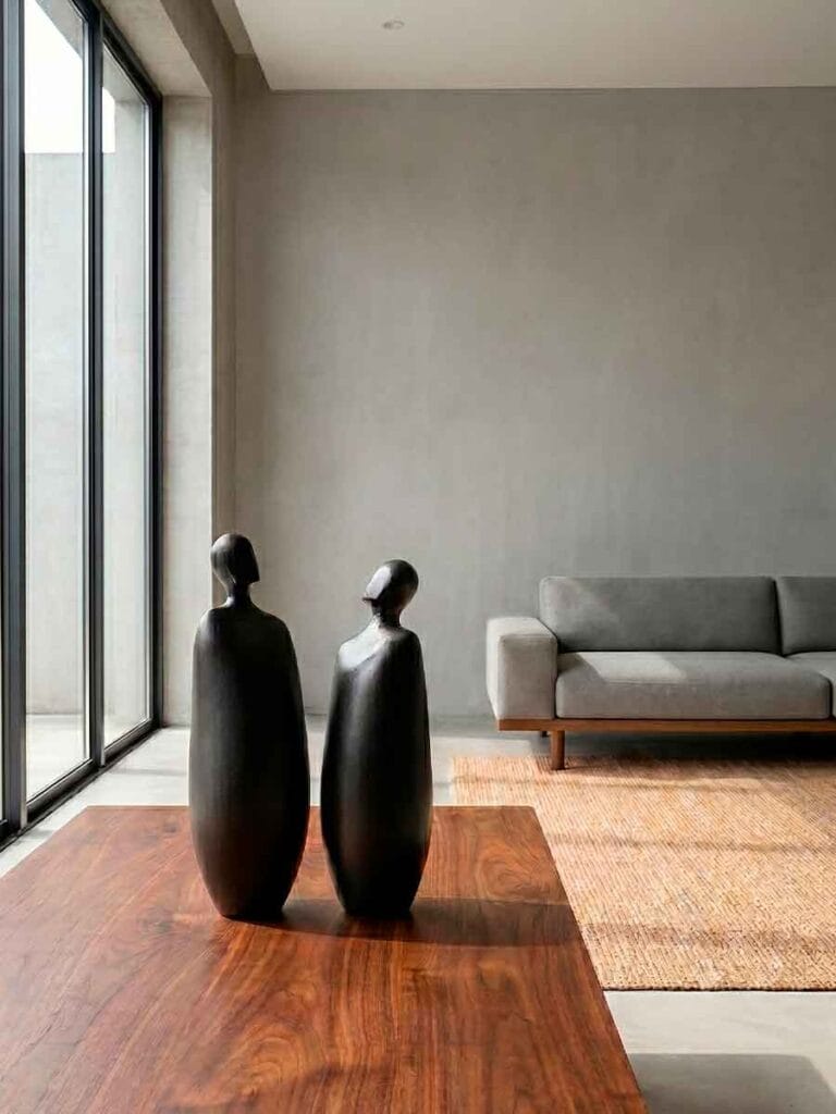 Decorating with ceramic sculptures — Moradores by Fernando Durao in interior design context, Buenos Aires