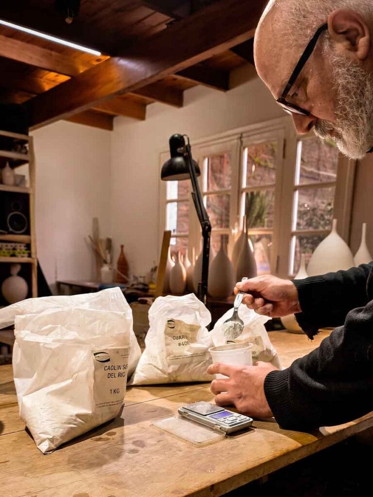 Raw mineral materials in Buenos Aires studio — local clays and oxides, Fernando Durao pottery workshop