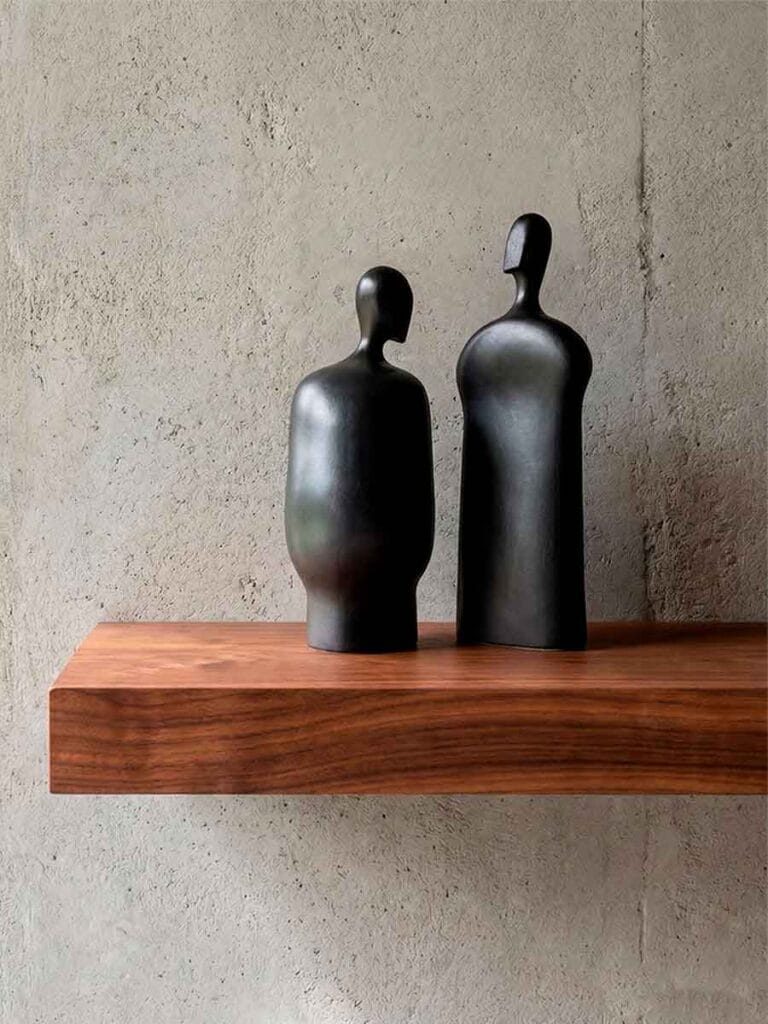 Abstract ceramic sculpture set — Moradores series by Fernando Durao, handmade high-fire stoneware Buenos Aires