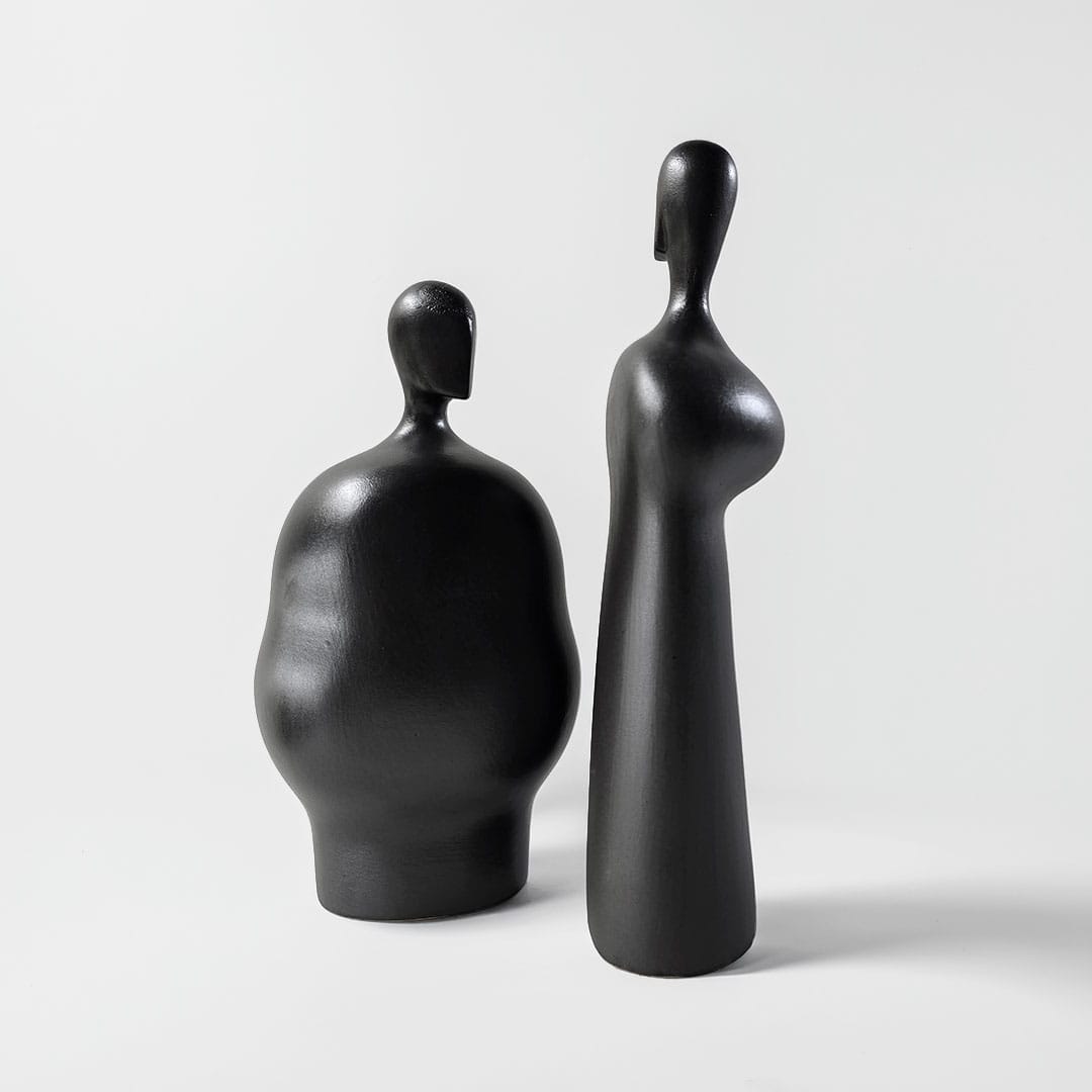 Set of two handmade abstract ceramic sculptures — Moradores collection, Durao Studio