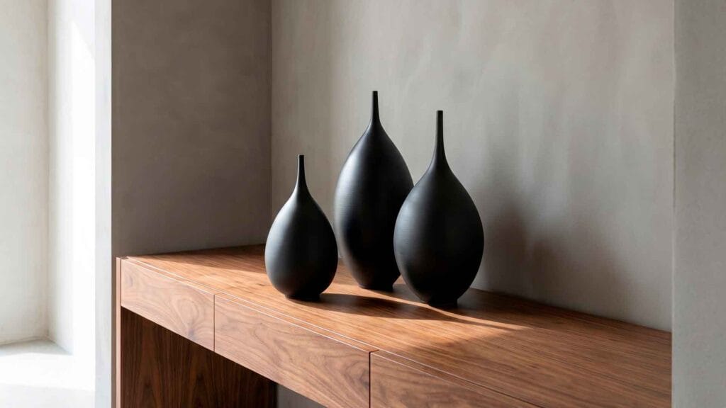 Handmade ceramic vases styled for interior design — Durao Studio