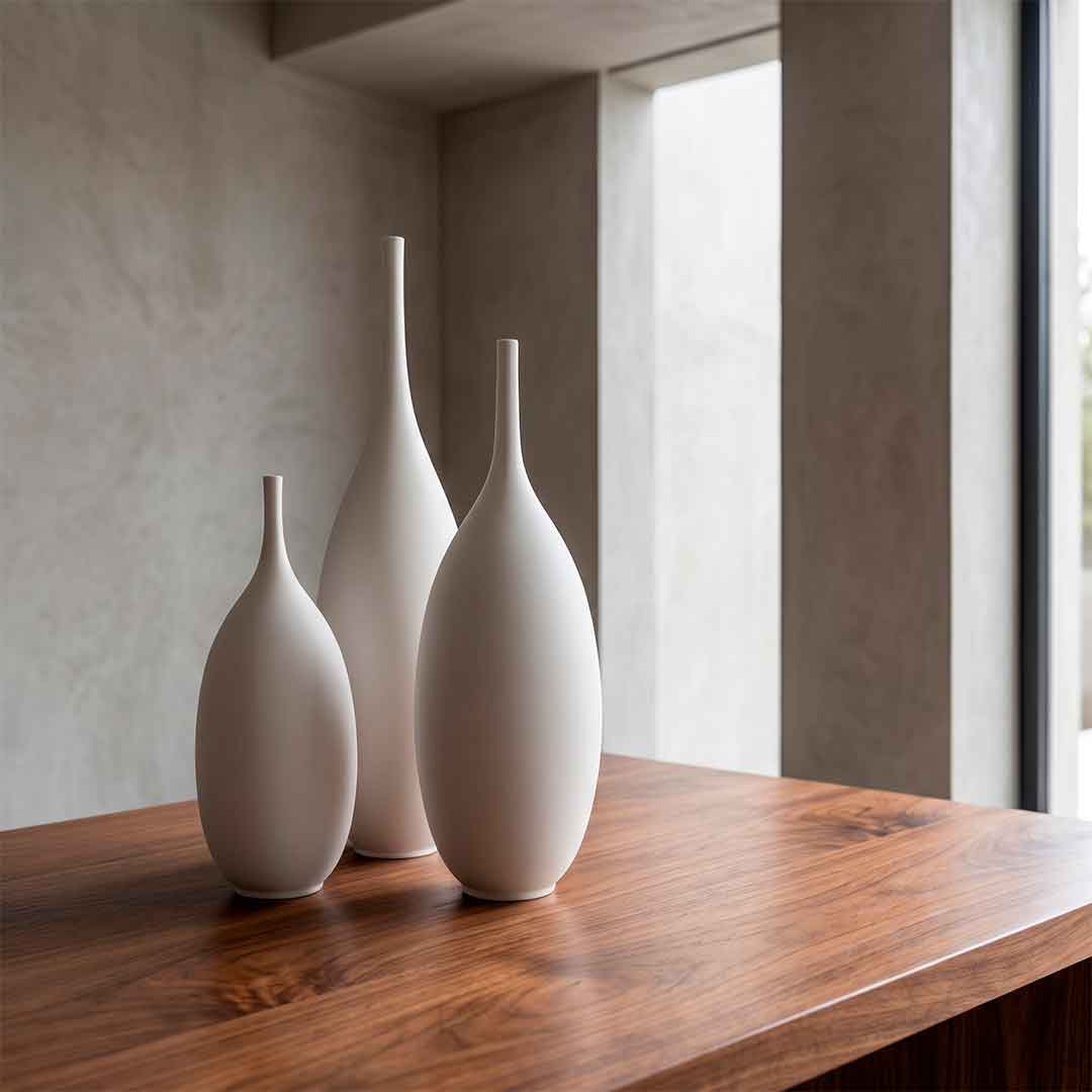 White mineral slip matte texture — handmade ceramic vase by Fernando Durao Buenos Aires