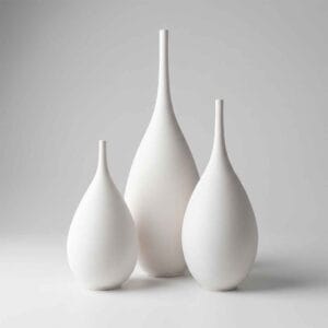 Large handmade white stoneware vases — Unikas Quartz #262 by Fernando Durao, Buenos Aires